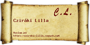 Cziráki Lilla névjegykártya